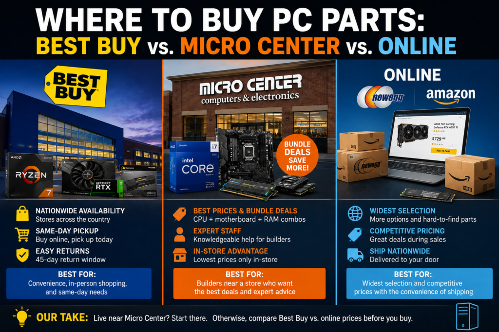 Where to Buy PC Parts: Best Buy vs. Micro Center vs. Online Where to Buy PC Parts: Best Buy vs. Micro Center vs. Online